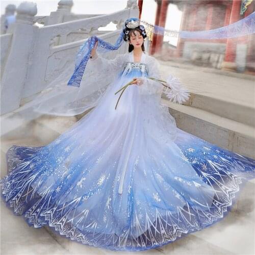 Improved Hanfu Dance Fashion Clothes Blue White Pink Ming Dynasty Fairy Dress Girls Summer Vintage Clothing Set Chinese Style