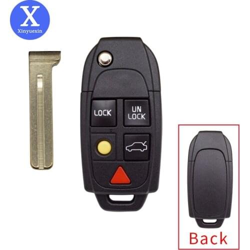 Xinyuexin New Replacement 5 Button Remote Flip Folding Key Shell for Volvo XC90 S60 V40 V70 S80 C30 Car Accessories High Quality