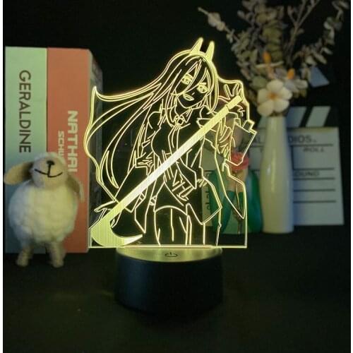Japanese Anime Led Light Chainsaw Man for Bedroom Decor Nightlight Birthday Kids Gift Cute Room Decor Table 3d Illusion Lamp