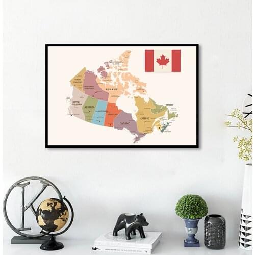 1PC The Canada Political Map 90*60cm Vintage Posters Art Canvas Painting Wall Prints Decoration School Students Supplies