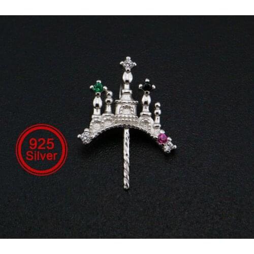 10-12MM Round Pearl Beads Castle Bail Solid 925 Sterling Silver Pendant Settings DIY Supplies 1431082