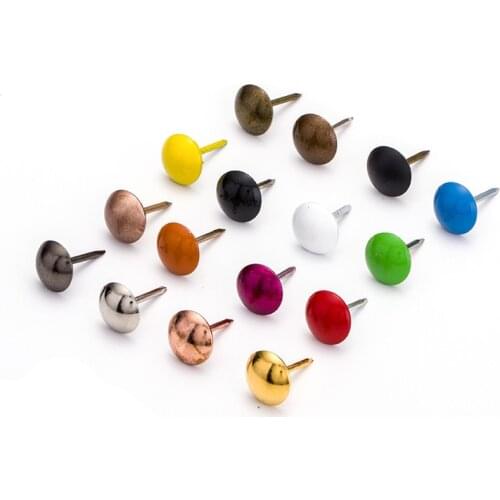 100pcs Colorful Nail Decorative Head Tirm Pin Furniture Upholstery Nails Round Head Tacks Hardware Thumbtack Stud Pushpin