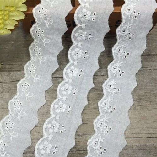15Yards Cotton Lace Trim Ribbon Embroidered Scalloped Eyeletteds Fabric for Scrapbooking Wrapping DIY Crafts 4cm Wide