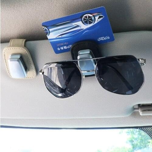 2 Pieces/set Glasses Holder for Car Sun Visor Doors Seat Backs Sunroofs Car Accessories ABS Directly Clamp Black Leather