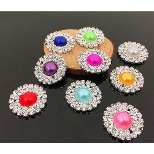 50pcs Pearl Crystal Stones Rhinestone Applique Grasping Chain Flatback Hairpin Headwear Accessories Belt Bag Buckle Button Decor