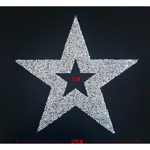 20cm Sparkling Rhinestone Hollow star Pattern Clothes Patches Fashion Sequined DIY Appliques Bling Iron-on Patches
