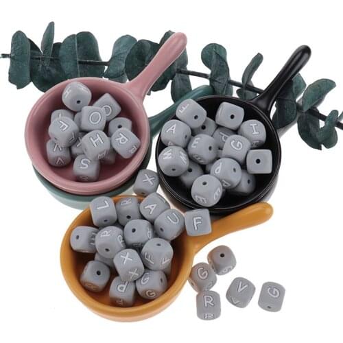 100pcs Baby Teether Bead Silicone Alphabet Silicone Beads For Letters Silicone Teething Baby Goods Teether For Teeth BAP Free