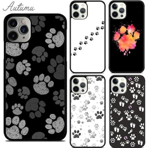 Dog foot print Paw Colorful Pattern Phone Case for iPhone 11 12 Pro Max mini X XR XS SE 2020 5 6 7 8 Plus Galaxy S8 S9 S10 Cover