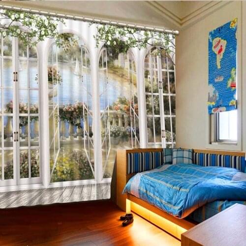 Scenery Outside the Window 3D Printing Curtains High Definition Lifelike Bedroom Living Room Curtains CL-055