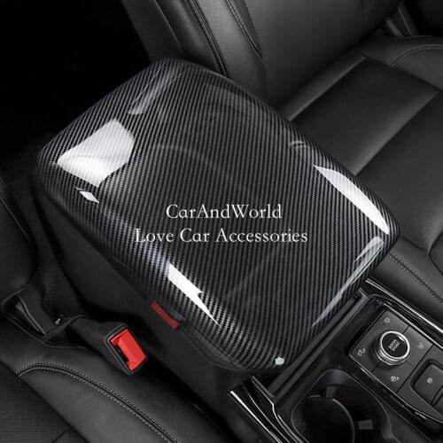 For Ford Explorer 2020 2021 Interior Arm Rest Protector Central Armrest Panel Cover Trims Carbon Fiber Car Accessories