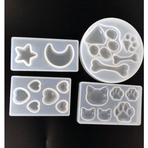 3 style Silicon Molds For Epoxy Resin crystal cat bear paw star moon heart shape Mold Making Jewelry pendant tools Art Making