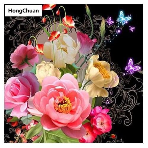 Beautiful floral diamond painting cross stitch needlework home decoration mural 5D DIY square/round mosaic diamond embroidery