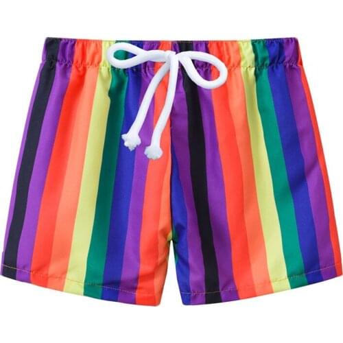 Summer Girl Boy Shorts Beach Swimming Shorts Color Stripes Fast Dry Baby Boys Girls Shorts Children Kids Pants Swimwear Trunk