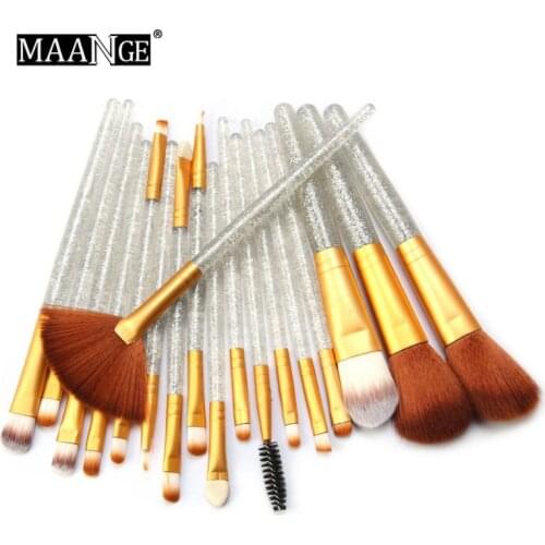 18 Pcs Glitter Powder Handle Makeup Brush Set Eyebrow Oblique Eyeshadow Contour Beauty Fan-Shaped Powder Brush Cosmetic Tool Kit