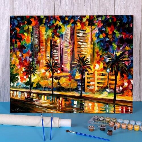 The Night Lights Miami DIY Painting By Numbers Complete Kit Oil Paints 40*50 Oil Painting Loft Picture Crafts For Adults Art