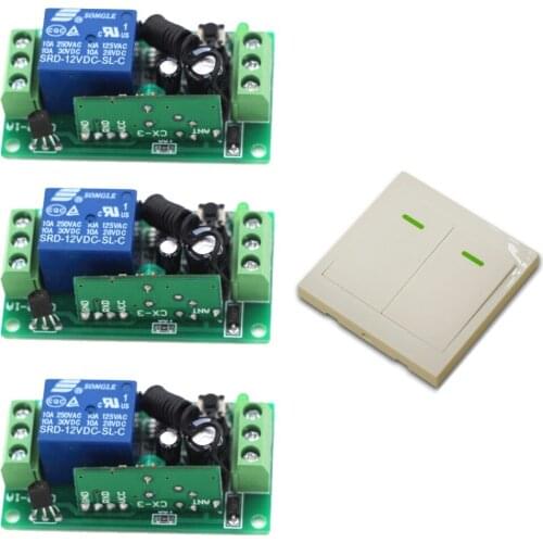 New DC9V 12V24V 1CH Wireless Remote Control Switch System Receiver+Wall Panel Remote Transmitter Sticky Remote Smart Home Switch