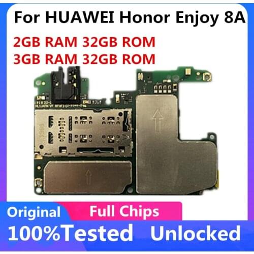 Original Unlocked For HUAWEI Honor Enjoy 8A Motherboard 32GB Logic Board Mainboard Android System Full Chips Full Tested 64GB