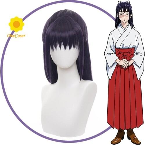 Anime Jujutsu Kaisen Iori Utahime Cosplay Long Dark Purple Wig Synthetic Hair Cosplay Wig + Free Wig Cap Party Role Play Girls