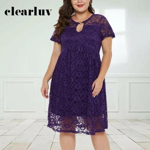 Lace Prom Gown O-neck Short Sleeves Purple Black Knee-length Plus Size Customized A-line Party Women Dress T026 Vestidos De Gala