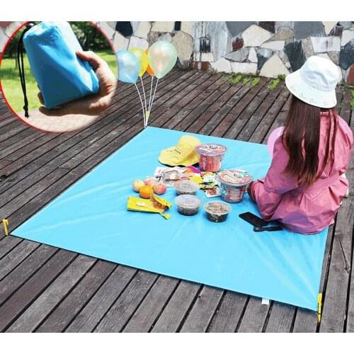 Portable Picnic Mat Waterproof Pocket Beach Blanket Folding Camping Mats Outdoor Picnic Sand Beach Mat Moistureproof Tent Mats