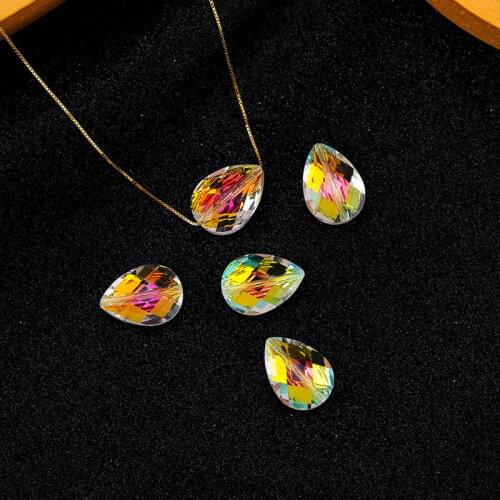 Straight Hole Drop Shape Glass Beads Loose Spacer Beads Crystal Pendant Handmade For Jewelry Making DIY Jewelry Components 10PCS
