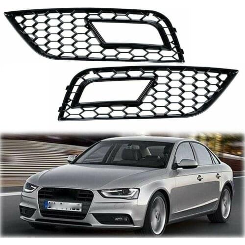 2-pack Black Front Fog Light Grilles for Audi A4 B8.5 2013-2016