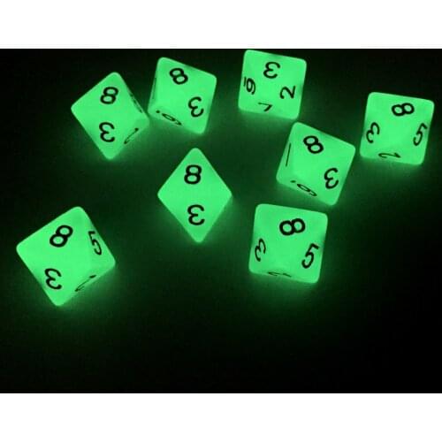 Rollooo Roleplaying Dice Polyhedral 8 Sided Glow In The Dark 8d8/set