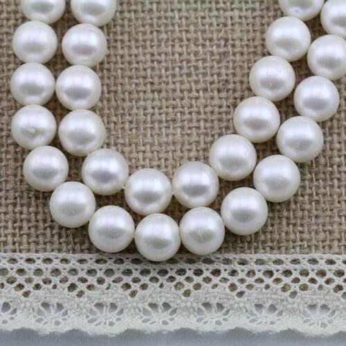 Unique Pearls jewellery Store,10mm White Color Freshwater Pearl Loose Beads 15'' One Full Strand DIY Jewelry