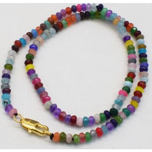 Wow! multicolor jade faceted roundel 4*2mm chocker necklace 16inch wholesale beads FPPJ