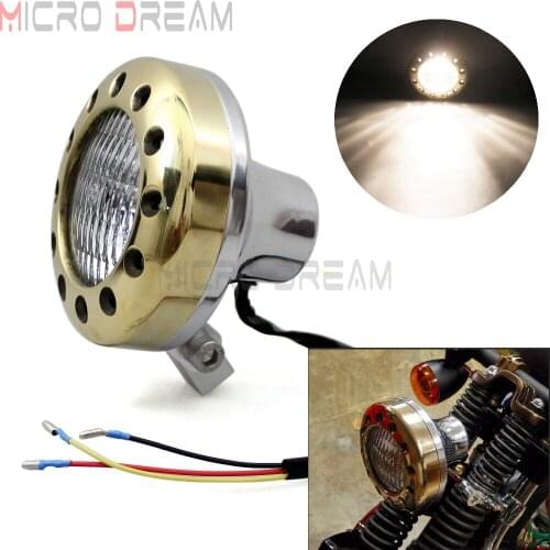 Vintage Solid Brass Headlight Motorcycle H4 12v Halo Bulbs Front Lights E-mark E4 for Harley Chopper Bobber Sportster 883 Iron