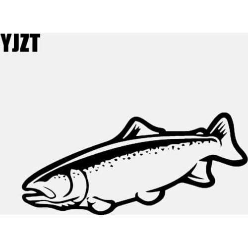YJZT 16.3CM*7.4CM Vinyl Decal Trout Fish Tablet Car Sticker Art Decor Black/Silver C24-0796