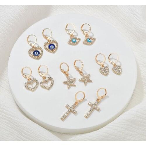 YADA ins Gold Eye of The Demon&stars Earring Statement Zircon Earring For Women Jewelry Geometry Gift Earrings femme ER200183