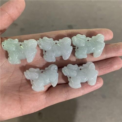 1PC Natural jade Emerald Kirin Pendant Necklace Accessories DIY Bangle Charm Jewellery Fashion Hand-Carved Amulet