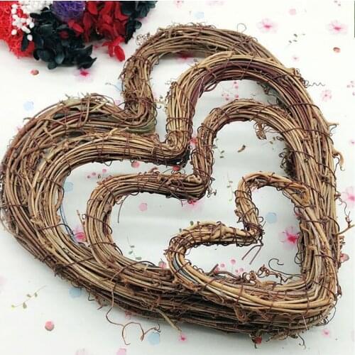 10/15/20/30cm Heart Wreath Dried Rattan Natural Home Door Wall Hanging Artificial Flower Garland DIY Craft Wedding Decoration