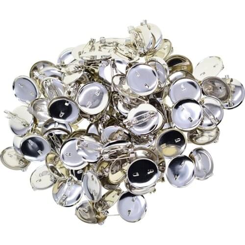 100 Pieces 23x23mm Iron Rustless Pin Back Button Base Back Badge Button Supplies Pin Disk Base Pad Customize Personalize Badge