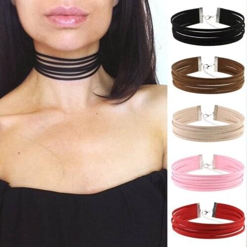 16 Colors Velvet Leather Boho Choker Necklace Women Multilayers Gothic Handmade Ribbon Collar Necklaces Retro Burlesque Jewelry