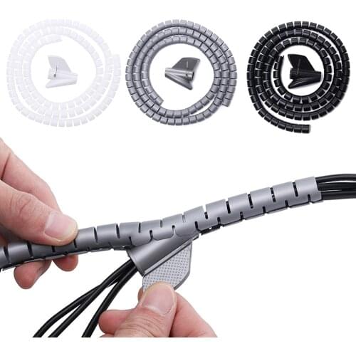 2/3/5m Flexible Management Organizer Winder Wire Wrap Reusable Black White Grey Cable For Desktop Home Office Storage 2021 Hot