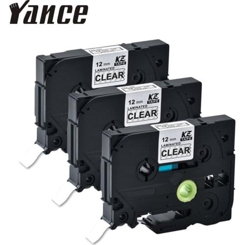 3Pack tze tape 12mm TZe-131 TZE 131 Compatible for Brother p touch label maker machine Black on clear for brother label tape