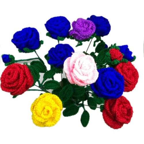 4PCS/lot Handmade woolen Yarn Crochet Knitted Flower Decoration Finished Yarn Manual DIY Crochet Thread Knit Valentine