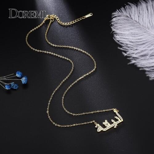 Zirconia Arabic Necklace Personalized Iced Out Custom name choker Gold Silver Stainless Steel jewelry women/men birthday gift
