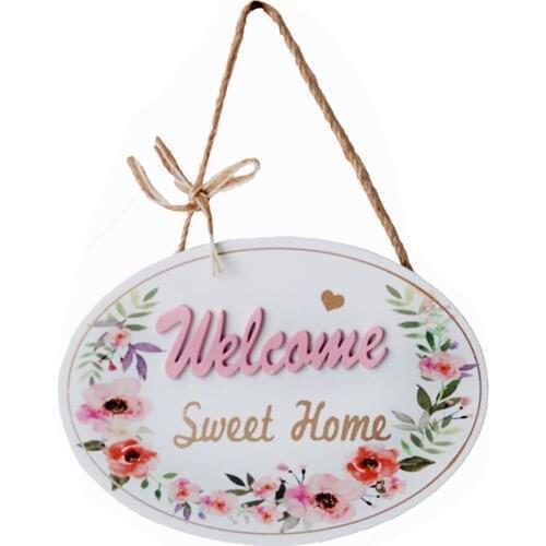 Wooden Welcome Sign House Number European Retro Pendant Easily Hanging Double-sided Garden Plaque Home Art Decor