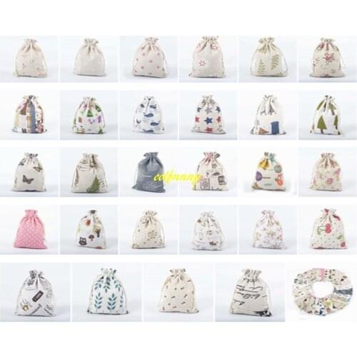 13*18cm Cotton Burlap Drawstring Gift Jewelry Pouches Jute Bags For Wedding Favors Christmas Party 28 colors