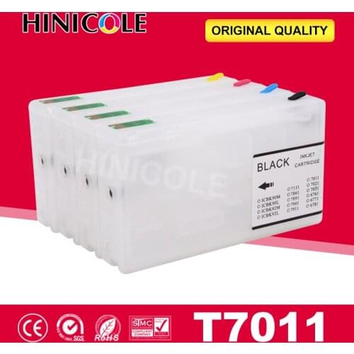 Hinicole Ink Cartridge Refillable WorkForce Pro WP-4000 4015DN 4095DN Printer Cartridges For Epson T7011