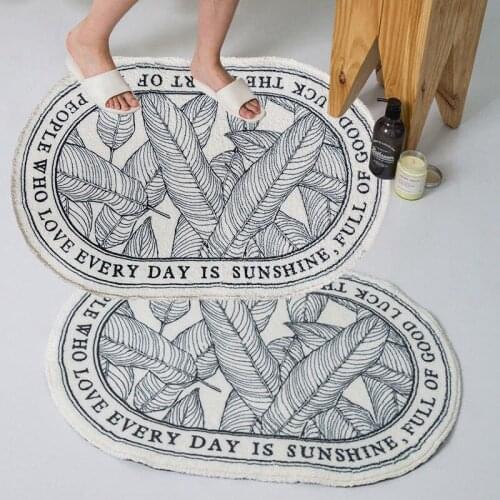 HOT Oval Fluffy Bathroom Mat Non-Slip Bath Mat INS Style Doormat Absorbent Carpets Entrance Rugs Living Room Bathroom50X80cm