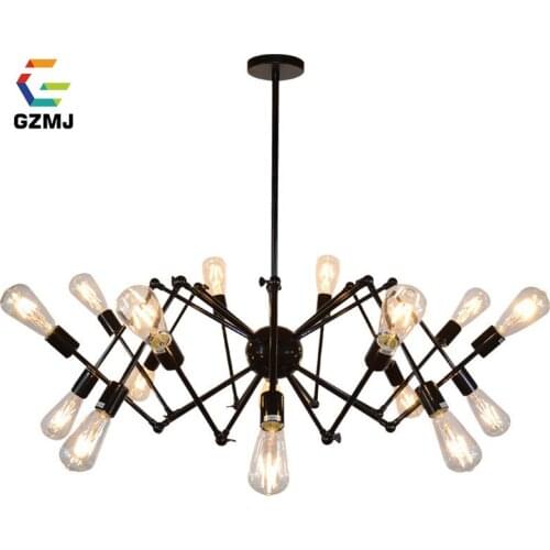 GZMJ Industrial Decor Retro Iron LED Chandelier Lighting 8/12/16 Heads Black Metal Chandelier for Bedroom Dining Living Room