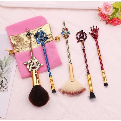 Marvel Avengers Makeup Brushes Spiderman Figure Model Kawaii Gift Cosmetics Kids Children Toys