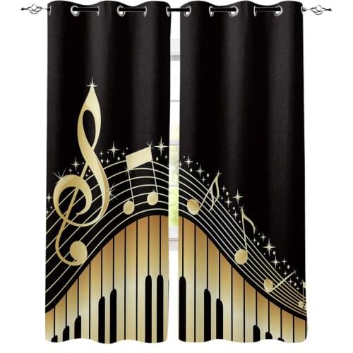 Piano Keys Note Music Gradient Modern Curtains for Living Room Bedroom Kitchen Curtains Drapes Window Treatments