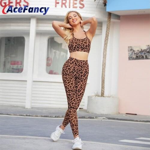 Acefancy Leopard Print Yoga Set Leggings Yoga Bra Women 2 Piece Outfits ZC4114 Gym Woman Fitness Sets Sports Wear For Women Gym