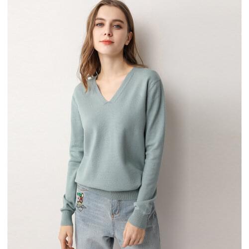 Korean Style Autumn Winter Knitted V-neck Top Bottoming Shirt Loose Long Sleeve Sweater Women
