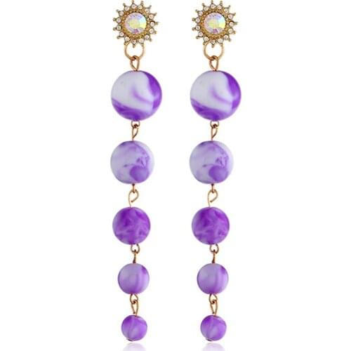 Fashion hot sale Brincos jewelry Bohemian metal Rhinestone Ball colored long tassel earrings for women Colorblock Drop Earrings